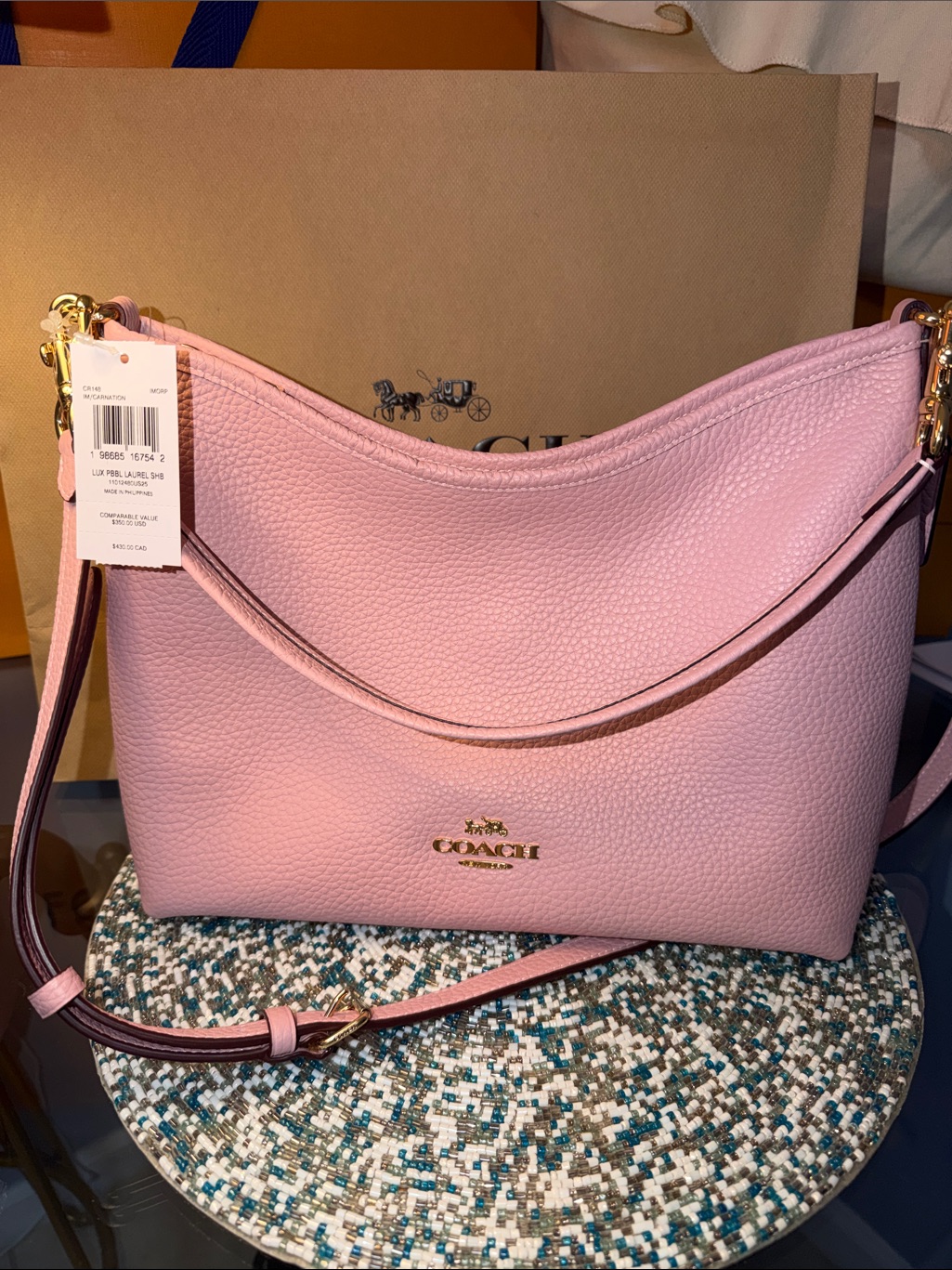 Coach Laurel Shoulder Bag In Carnation Pink.
